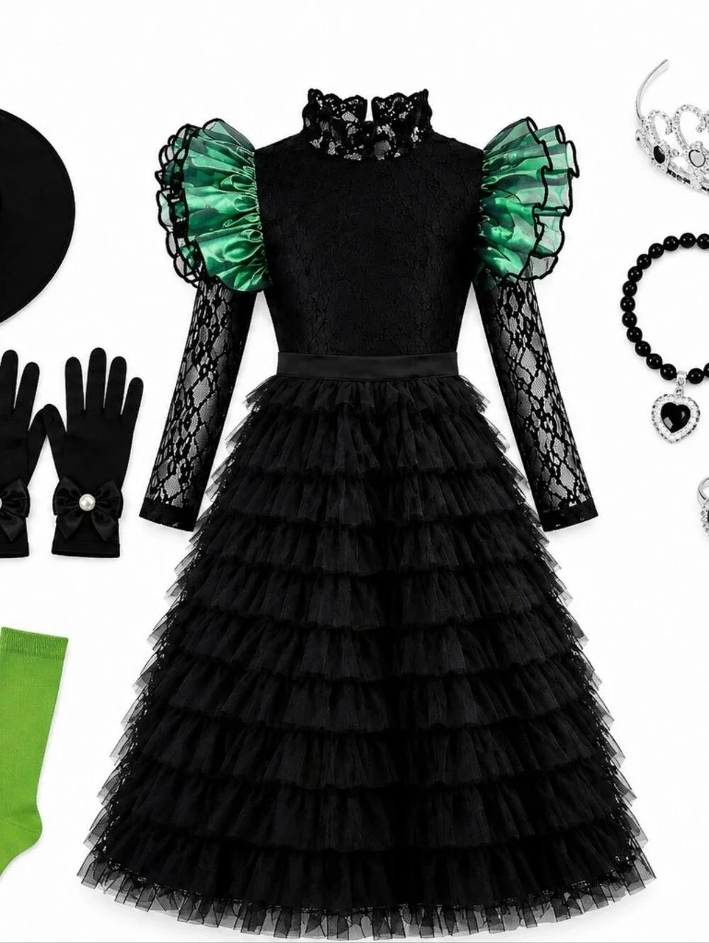 11-Piece Girls Black Witch Costume Set – Size 5-6 Years – NWT